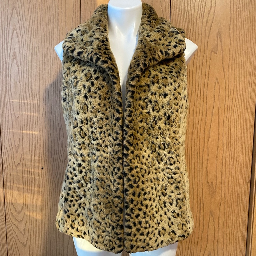 Kristen Blake Animal Print Faux Fur Vest